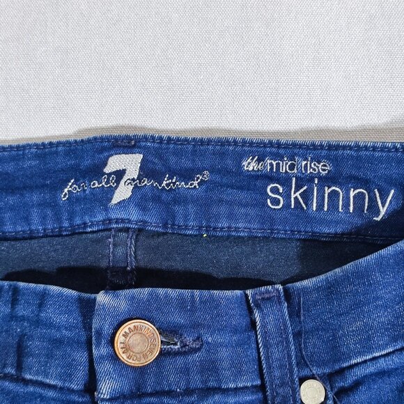 7 For all Mankind jeans women's size 29 ink blue colour mid-rise skinny denim - Picture 6 of 14